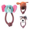 Dog Plush Animal Toy Squeaky Puppy Head Chew Elephant Monkey Toy Interactive Rope Knot Teething Toy