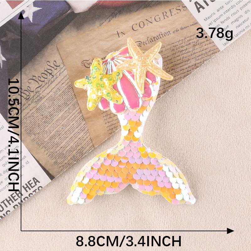 Handmade Embroidered Starfish and Fish Tail Patch with Beads