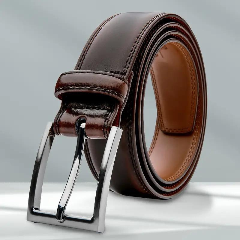 Men's Genuine Leather Belt with Pin Buckle - Trendy, Simple, Casual, and Versatile for Business or Everyday Wear