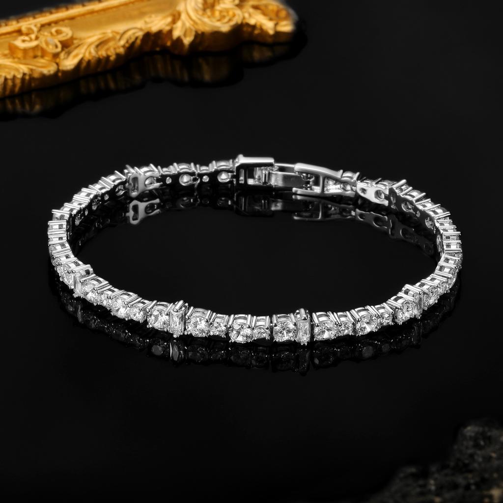 A new copper inlaid zircon irregular belt buckle tennis bracelet fashionable design trendy, popular