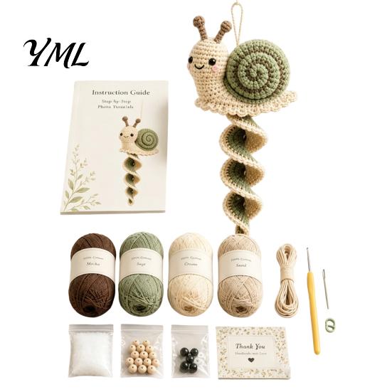 Textile Crafting Hobby Kit Crochet Garden Animal Spiral Hanging Kit, Beginner Friendly DIY Swing Personalized Handmade Gift Idea Butterfly Ladybug