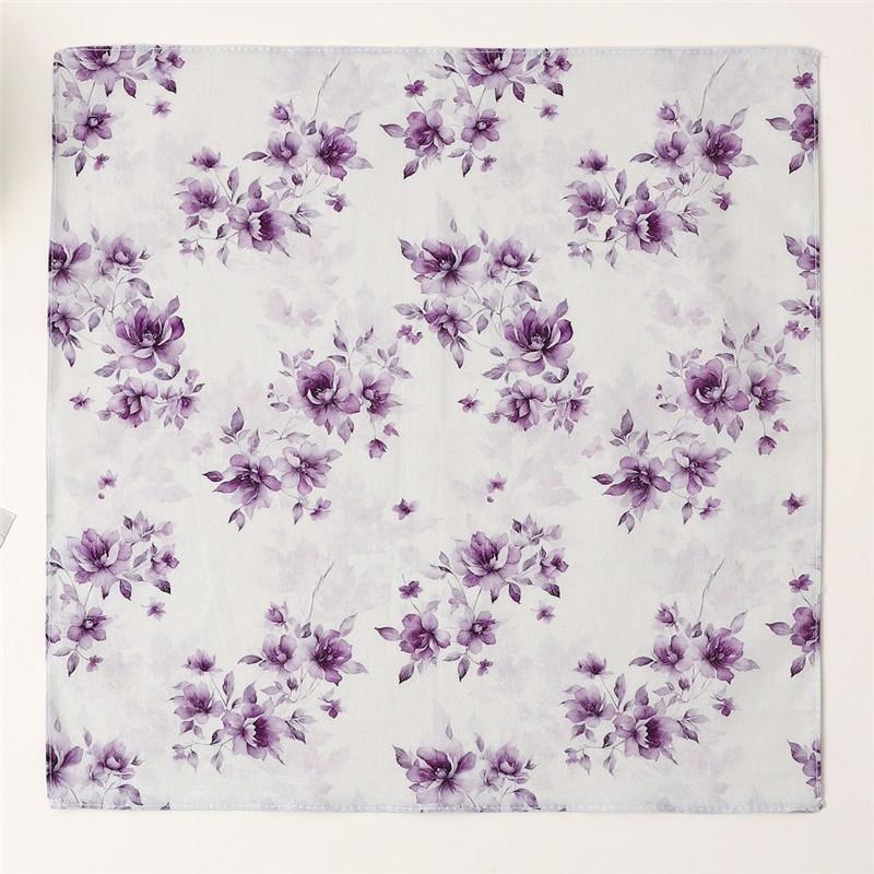 1Pc 34x34cm Thin Cotton Retro Flower Printed Women Pocket Handkerchief Scarf Absorbent Wipe Sweat Towel