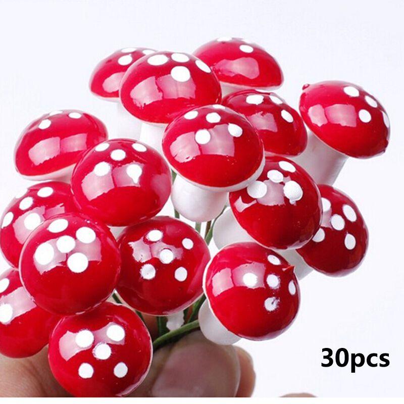 

Exquisite Handicraft Miniature Colorful Mushroom Ornaments For Fairy Gardens Red(30pcs)