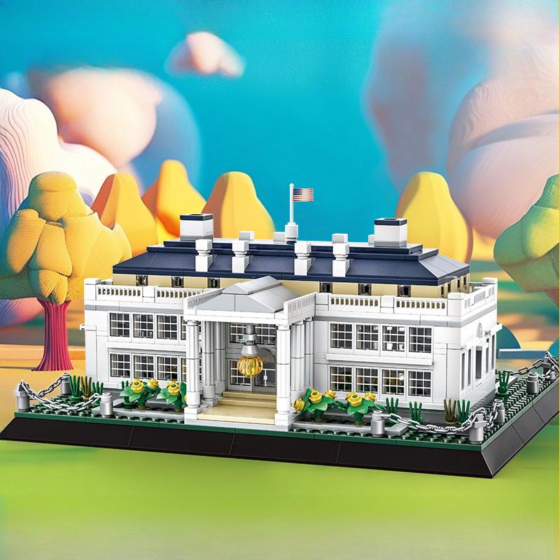 894P White House Building Blocks Set,American Landmark Street View Architecture Model,DIY Creative Building Kit,Educational Gift