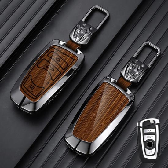 Aluminum Alloy Leather Car Key Case Cover For BMW F10 F15 X3 X4 X5 3 4 5 6 7 M5