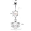 AOEDEJ 14G 1PC Shell Belly Piercing Ring Crystal Starfish Navel Ring Pearl Body Piercing Jewelry Summer Women Shell Belly Ring