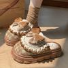 Thick-bottomed Cotton Slippers To Keep Warm In Autumn and Winter 2025 New Sweet Bow Indoor Home Fleece Thickened Outer Wear