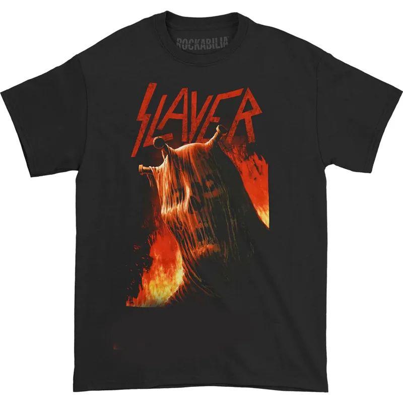 Rock Punk Street Tshirt SLAYER Band Casual Round Neck Short Sleeved Heavy Metal Dark Style Men Oversized Loose American Summer S