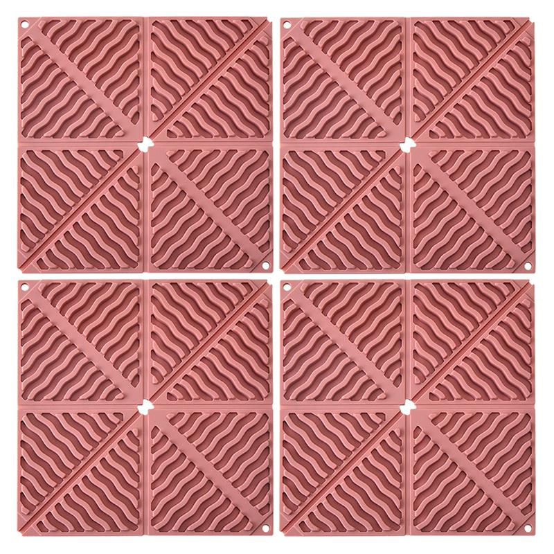 

4 шт. Силиконовые держатели для кастрюль, подставки для посуды, силиконовые коврики, складные накладки для кухни, нескользящие подставки под чашки розовый