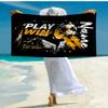Custom Name Ultra-Soft Beach Towel with Soccer Theme,Ideal for Pool - Camping, Diving - Perfect Travel Essential, Vibrant Beach Towel.
