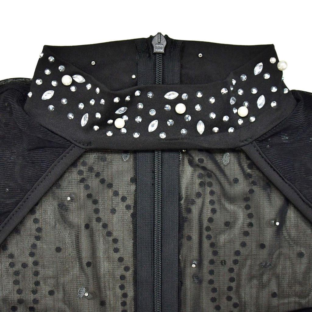 Combinaison en maille à manches longues pour femme avec design strassé
