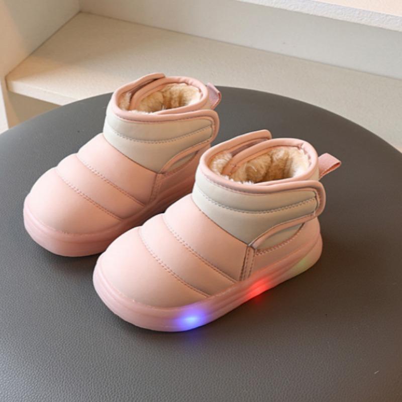 

Детские плюшевые сноубутсы для девочек, теплые короткие ботинки с толстой подошвой, крутые легкие водонепроницаемые хлопковые ботинки для мальчиков 25