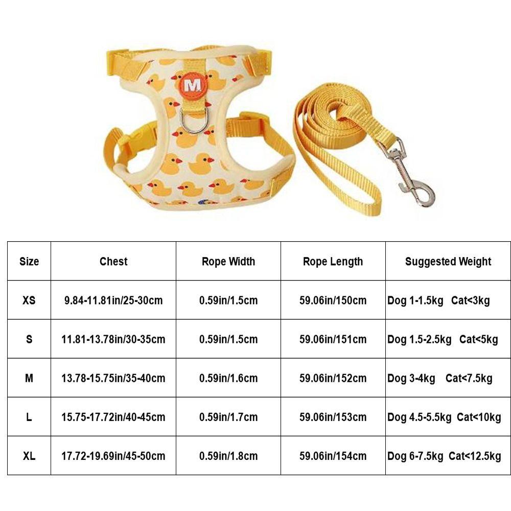 Adjustable Buckle Yellow Duck Dog Rope Vest Style Cartoon Dog Leash Pet Harness  Yorkshire