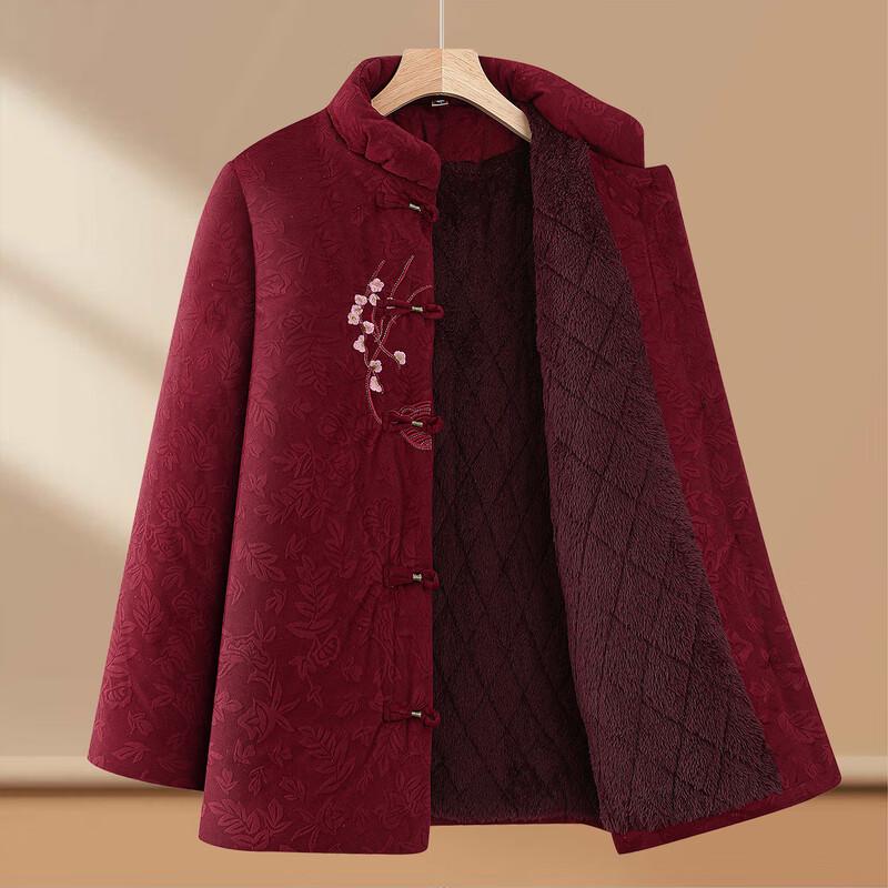 Grandma's Velvet-Lined Winter Padded Jacket (Tang Suit Style)