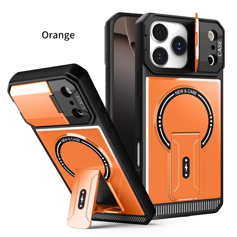 Military Armor Flip Camera Protect Phone Case For iPhone 17 12 13 16 Pro Max 14 15 Plus 16E 17 Air For Magnetic Fold Stand Cover