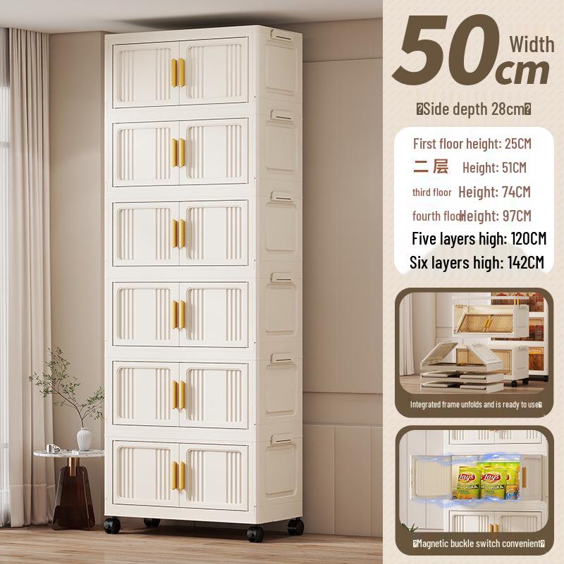 Portable Multi-Layer Folding Storage Cabinet for Kitchen and Living Room