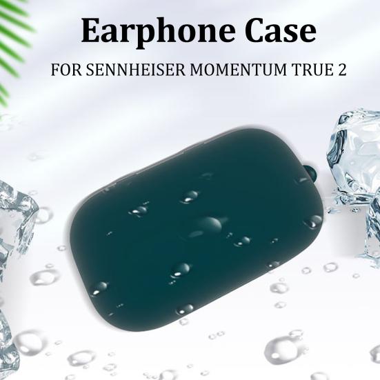 Earphone Case Dust-proof Bluetooth-compatible Earbuds Soft Silicone Cover with Carabiner for SENNHEISER MOMENTUM True 2