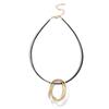 Irregular Hollow Oval Alloy Pendant, Women's High Sense Geometric Oval Steel Wire Necklace