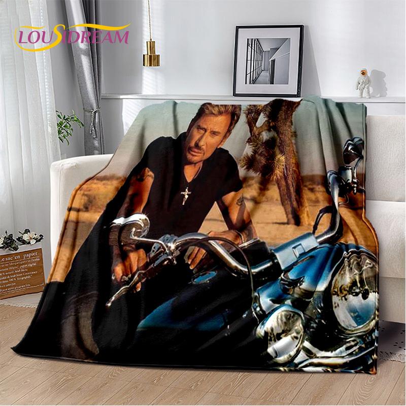 3D Printing Johnny Hallyday Rock Star Soft Flannel Blankets,Throw Blanket Comfortable Blanket for Picnic Beds Home Bedroom Cover