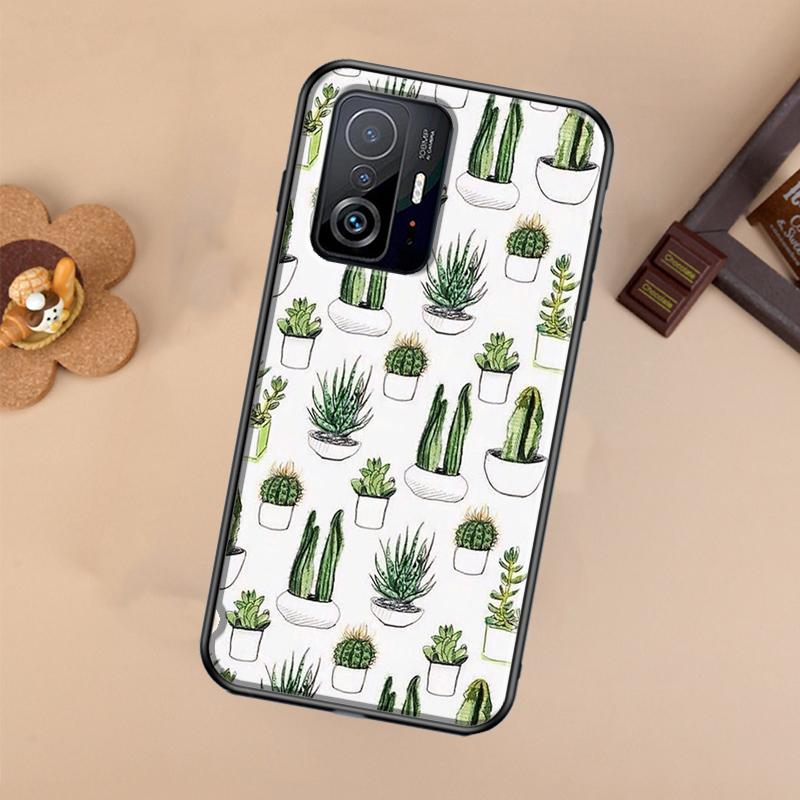 Cute Cactus Potted Plant Case For Xiaomi POCO X7 Pro X3 X5 X6 F3 F5 F6 M6 Pro 11T 12T 13T 14T Pro 13 14 Ultra Cover