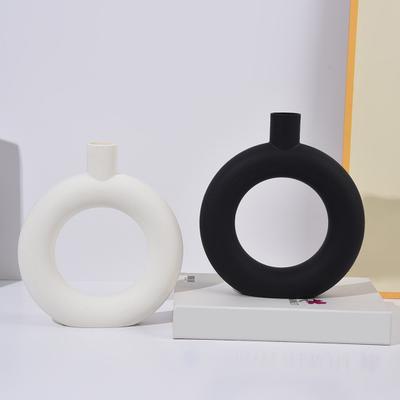 Yousheng Kunststoff Kreis Blumenvase Minimalistisch Modern Blumenhalter Behälter Heim Büro Tisch Mittelstück Dekorative Blumige Pflanzen Vase