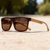 New Fashion Square Sunglasses - Wood Grain Spring Hinge, UV400 Unisex for Driving, Hiking & Travel