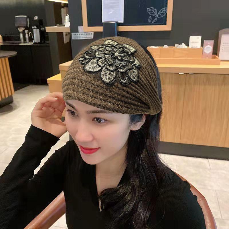 

Цветочный узор, блестящий искусственный жемчуг, повязка для волос, высокая эластичная широкая, держатель для хиджаба