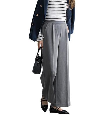 Pierrot Short Heather Charcoal Women's High-Quality Wide-Leg Pants, Length, PL,