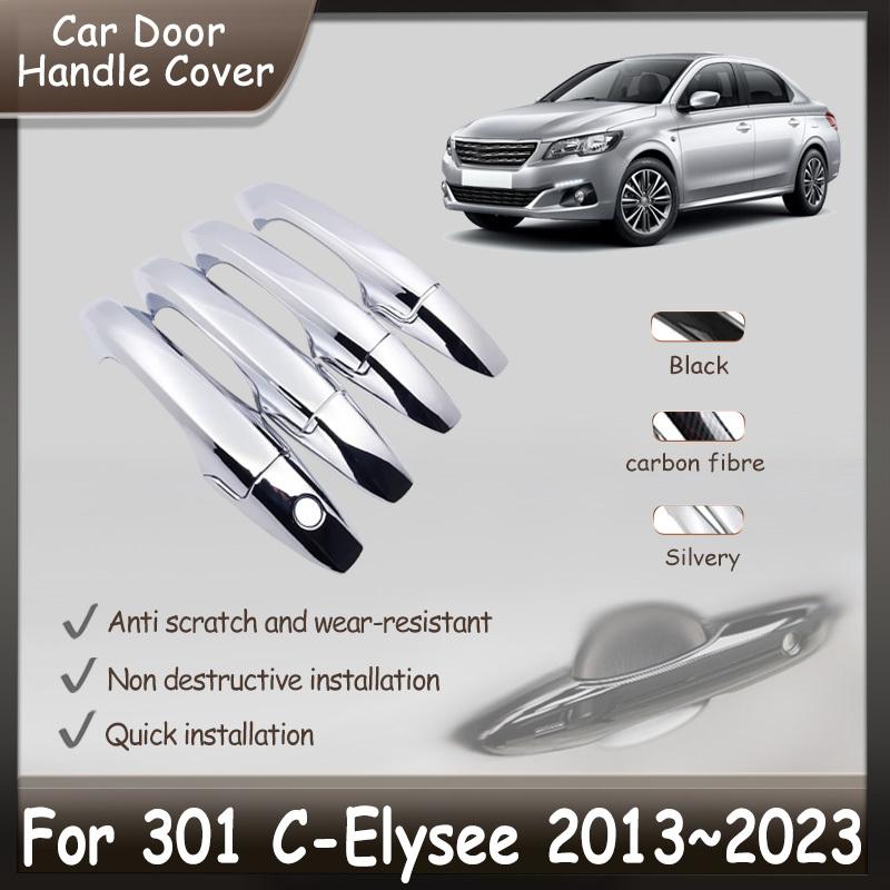 For Citroen C Elysee Peugeot 301 IKCO Tara 2013~ Chrome Anti-scratch Protection Door Handle Cover Car Accessories