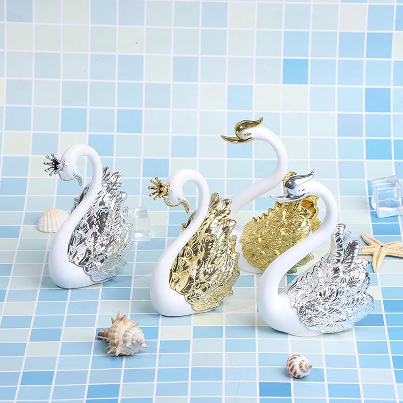 2 szt. Romantyczna korona łabędź ozdoba na wierzch tortu ciasto deser do pieczenia wystrój ozdoby dostaw