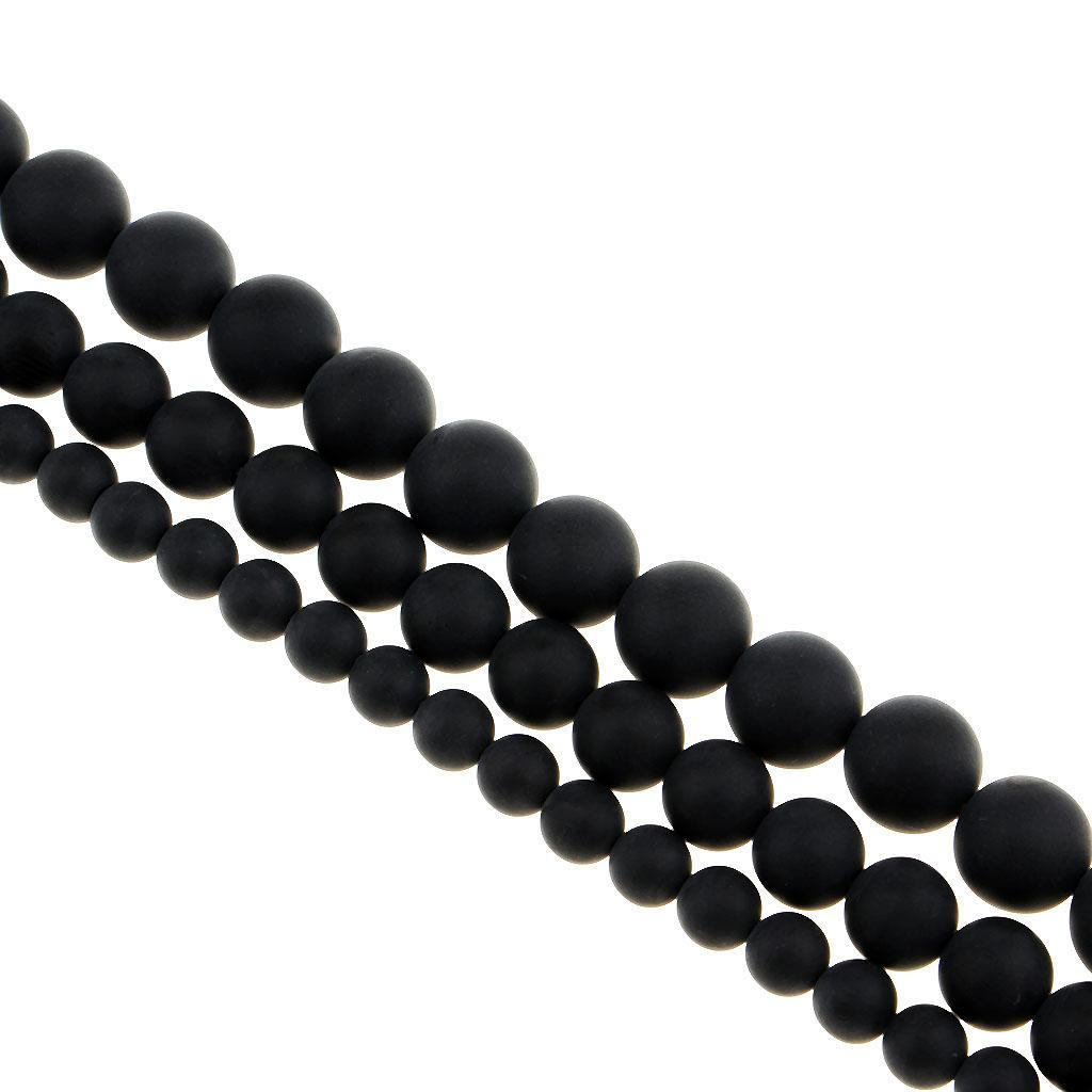 Round Black Agate Loose Bead Jewelry 8mm