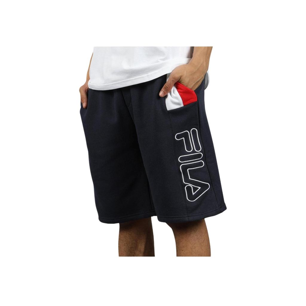 Fila Logo Print Zipper Fly Straight Loose Casual Shorts Men Shorts Navy-Blue LM911377-410