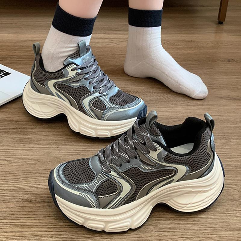 New Women Vintage Sneakers Casual Outdoor Personalized Design Shoes Comfortable Lace Up Platform Running Sneakers Sports Shoes