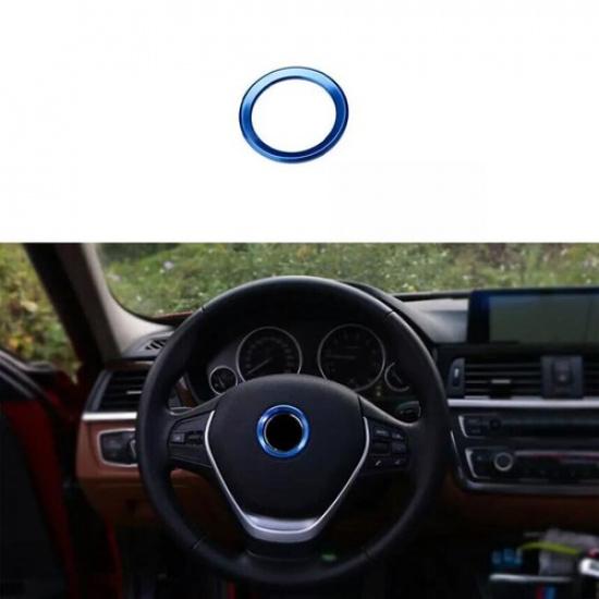 Blue Aluminum Panel 18- For BMW 5 Series Car Steering Wheel Horn Ring Cover