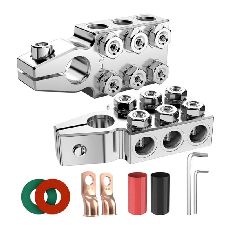 

12 Way Battery Clamps, Tapered Top Post Connectors for Enhancing Power Flow, Vehicle Maintenance Positive/Negative Set 1