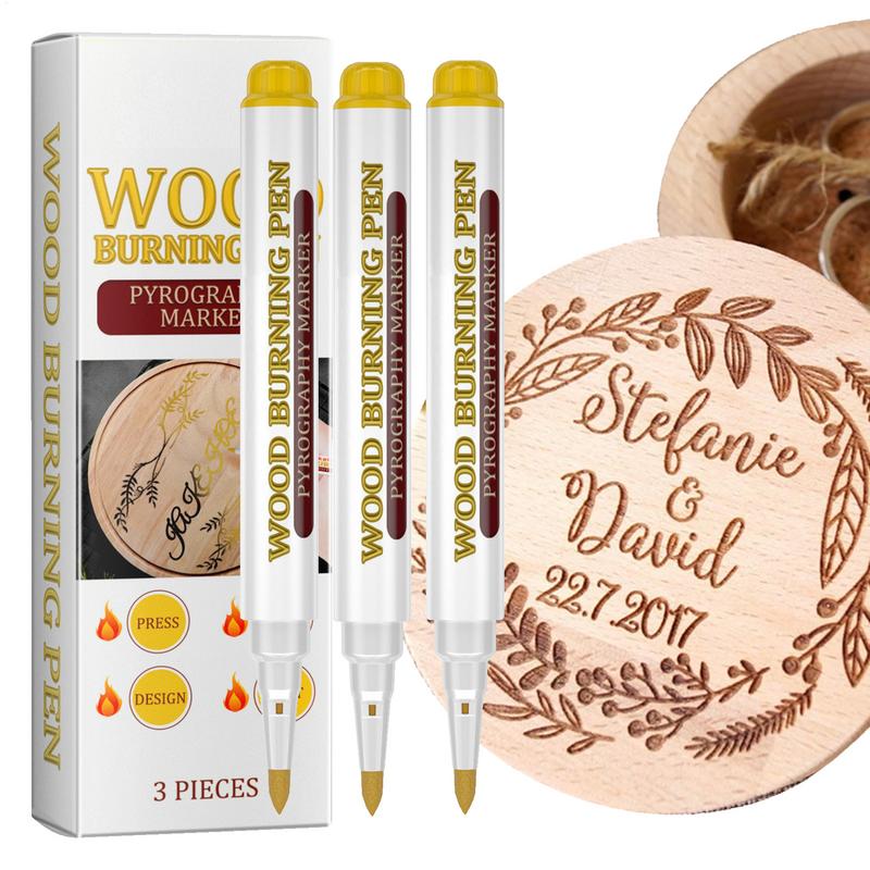 Wood Burning Marker Pen Wood Marker Pen for Drawing Waterproof Woodworking Drawing Pen for Walnut Basswood Birch and Poplar