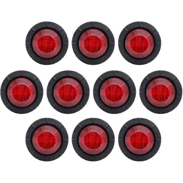 TMH 50 Pcs 3/4 Inch Mount Amber 3 LED Mini Round Trailer Side Marker Indicator Lights Clearance Button Signal Lamps Universal for Trucks Lorry Boat