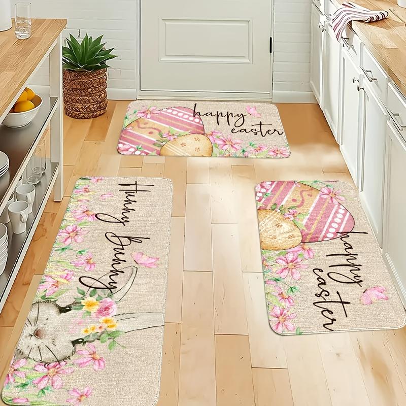 1Pcs Anti Fatigue Kitchen Rugs,  egg and rabbit Print Waterproof Non-Slip Thick Cushioned Kitchen Mat Heavy Duty Comfort Standing Mat for Kitchen