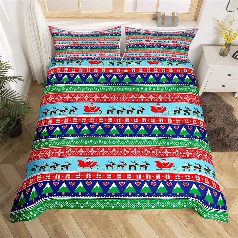 Christmas Duvet Cover Boys Christmas Gingerbread Man Bedding Set Microfiber New Year Quilt Cover Set Xmas Theme Bedspread Cover