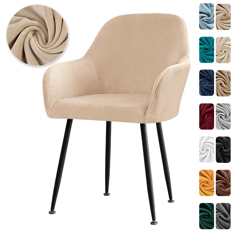 1/2pcs Velvet Arm Chair Cover Soft Elastic Dining Chair Slipcovers Washable Kitchen Office Rocker Chairs Seat Covers