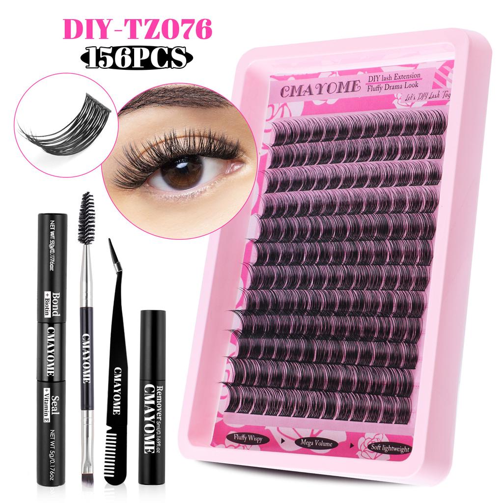 Dichtes Einzel-Cluster C-Song Falsche Wimpern Set 14-18mm Natürlicher Schwung DIY Segmentierte Wimpern