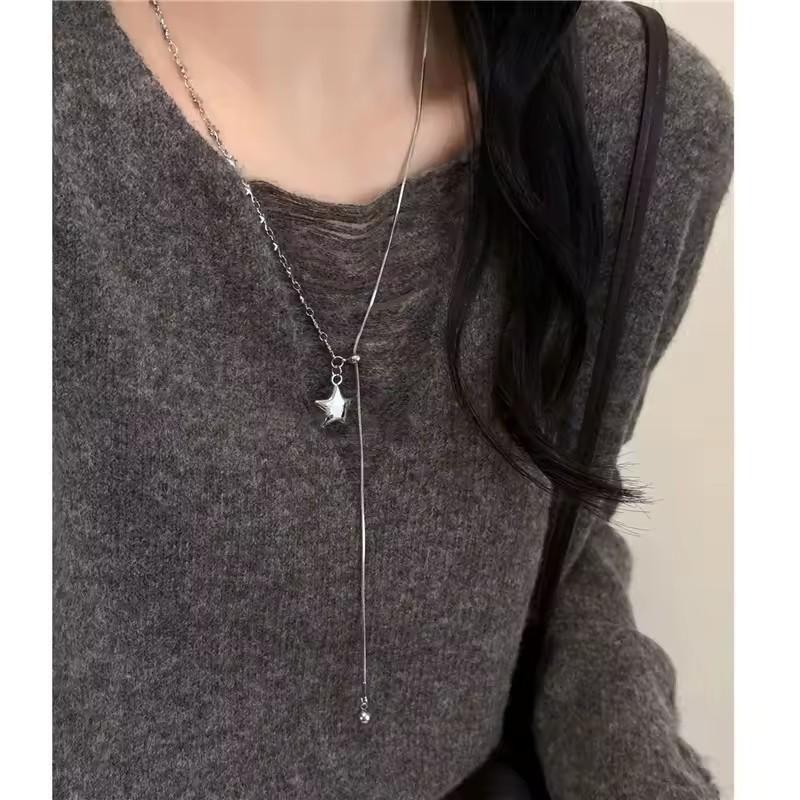Personalized Punk Star Pendant Adjustable Snake Chain Necklace For Men Women Y2K Fashion Trend Rock Party Grunge EMO Accessories