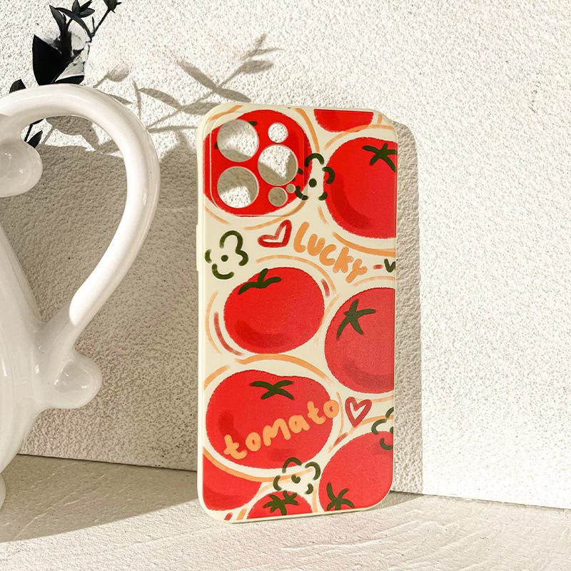Tomato Attack iPhone 15 Pro Max Soft Silicone Case, Anti-fall, for 14 Pro, 13 Mini.