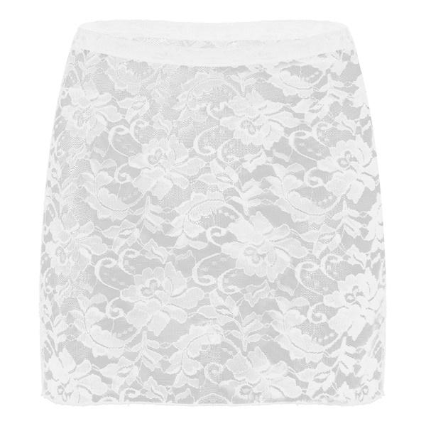 Women See Through Sexy Nightclub Mini Long Wrap Hips Skirt Female Hollow Lace Black Pleated Skirts for Women Summer