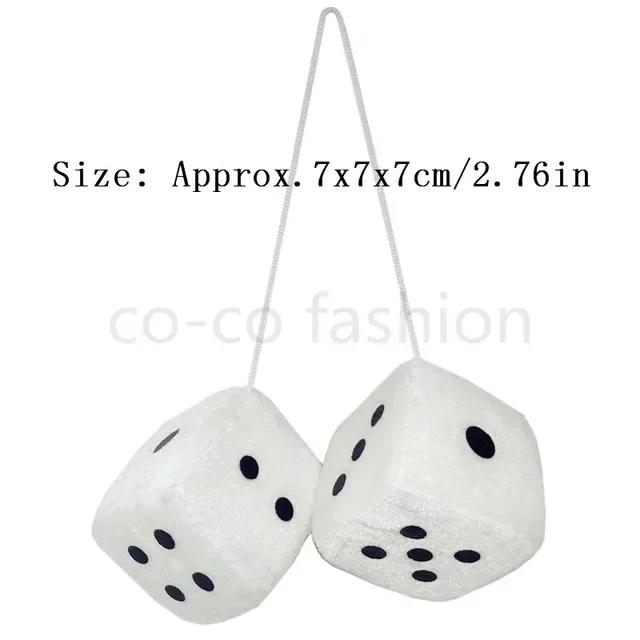 Fuzzy Dice Dots Rear View Mirror Hanger Decoration Car Styling Accessorie Fluffy Stuffed Decoration Amagi