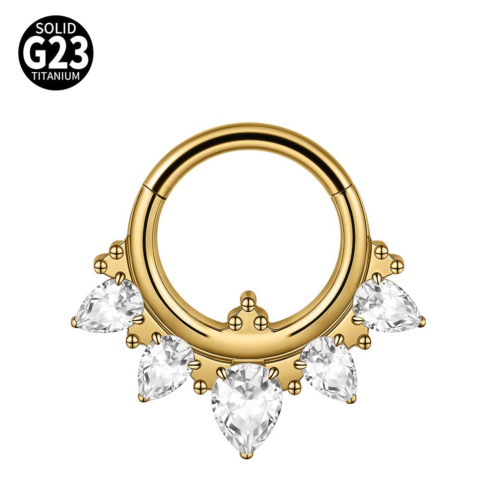 1pc G23 Titanium Split Ring with Multi Slanted Marquise Round White CZ Septum Nose Ring Cartilage Helix Tragus Piercing Jewelry
