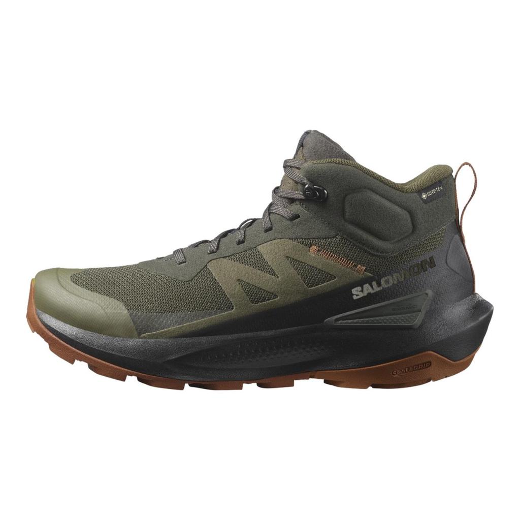 SALOMON Elixir Active Pohodlné Odolné Protiskluzové Vodotěsné Polovysoké Trekové Boty Pánské Trekové Boty Olivově Zelené L47560300