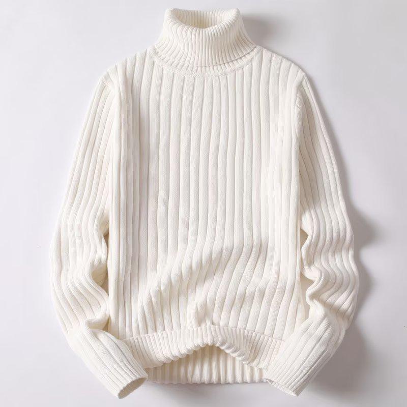 Men's Trendy Winter High Neck Sweater - Solid Color, Simple Style, Versatile Casual Design