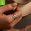 Sparkling Zircon Winding Ring, Fashionable Double-Layer Line S925 Sterling Silver Ring Jewelry.