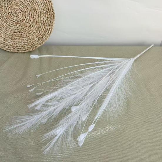 6 Pcs Faux Pampas Grass Decor 17.7" Short Fluffy Fake Pompas Branches Multicolor Artificial